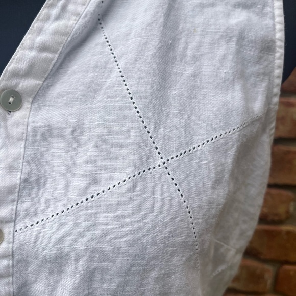 RICHARD MALCOLM IRISH LINEN SMALL WHITE SLEEVELESS BUTTON DOWN SUMMER SPRING TOP - Picture 7 of 13